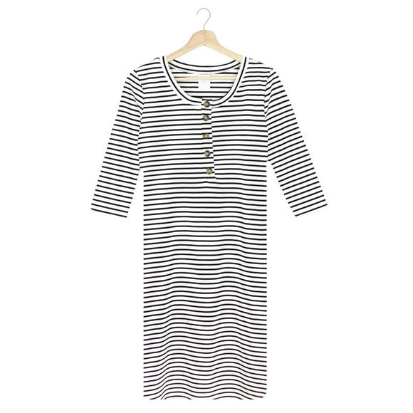 NWOT THE EVERYDAY DRESS - BLACK + WHITE STRIPE - Picture 3 of 7